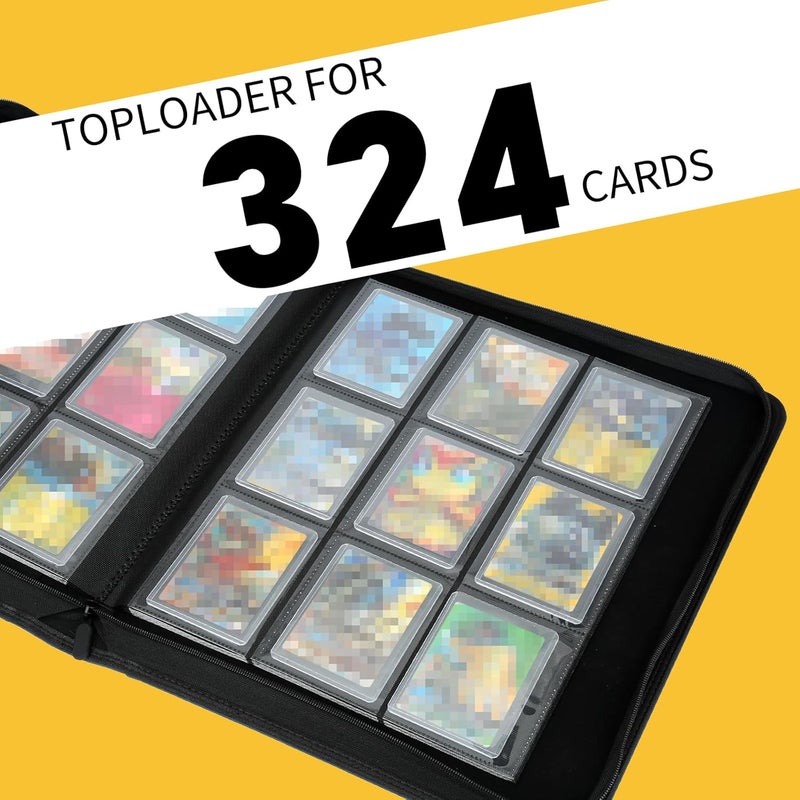 GERMUN Toploader Binder, Holds 324 Toploaders, 9 Pocket Top Loader Binders with Sleeves for 3 x 4'' Toploaders, Double-Sided Pocket Top Loader Storage Binder, Trading Card Binder - Diamond Black - Image 4